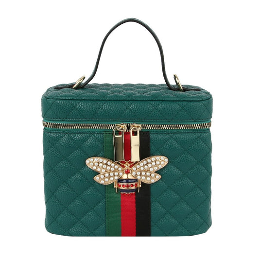 Teal Boxy Quilted Bee Handbag